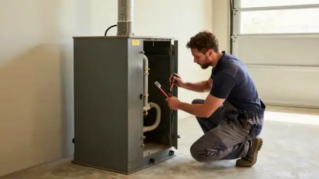 Furnace and heating system installation in a residential garage